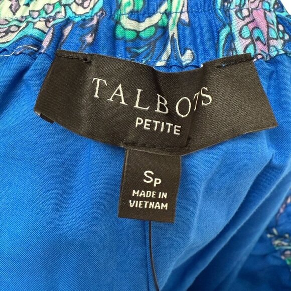 TALBOTS Tiered Midi Skirt Small Petite Blue Paisley Garden Cotton Boho NWT - Picture 7 of 11